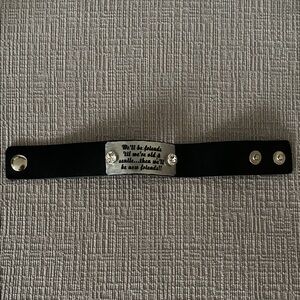 Black Bracelet with Silver Message Plate